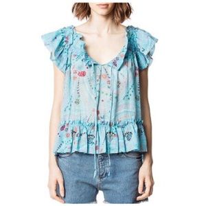 Zadig & Voltaire Psyche Tutti-Print Top Sz M